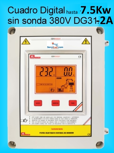 Cuadro Electrico Digital para Bombas Hasta 7.5 Kw Trifasico DG31-2-A Cuadro Electrico Digital para Bombas Hasta 7.5 Kw Trifasico DG31-2-A